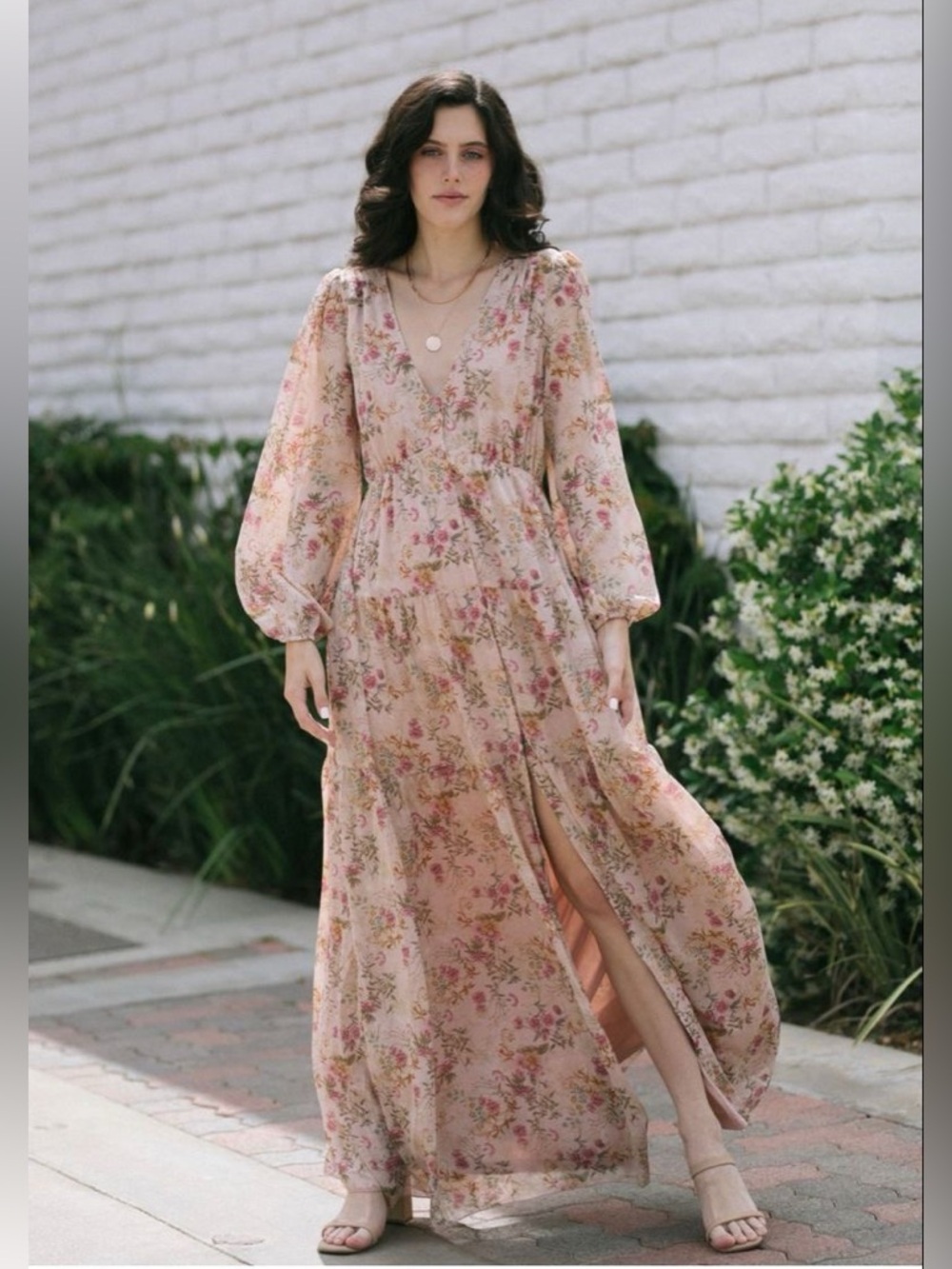 Morning Lavender Tilly V-Neck Maxi in Vintage Blush